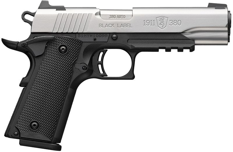 Browning 1911-380 Pistol 051120492, 380 ACP, 4.25in, Black Polymer Grips, Matte Black Finish, 8 Rds