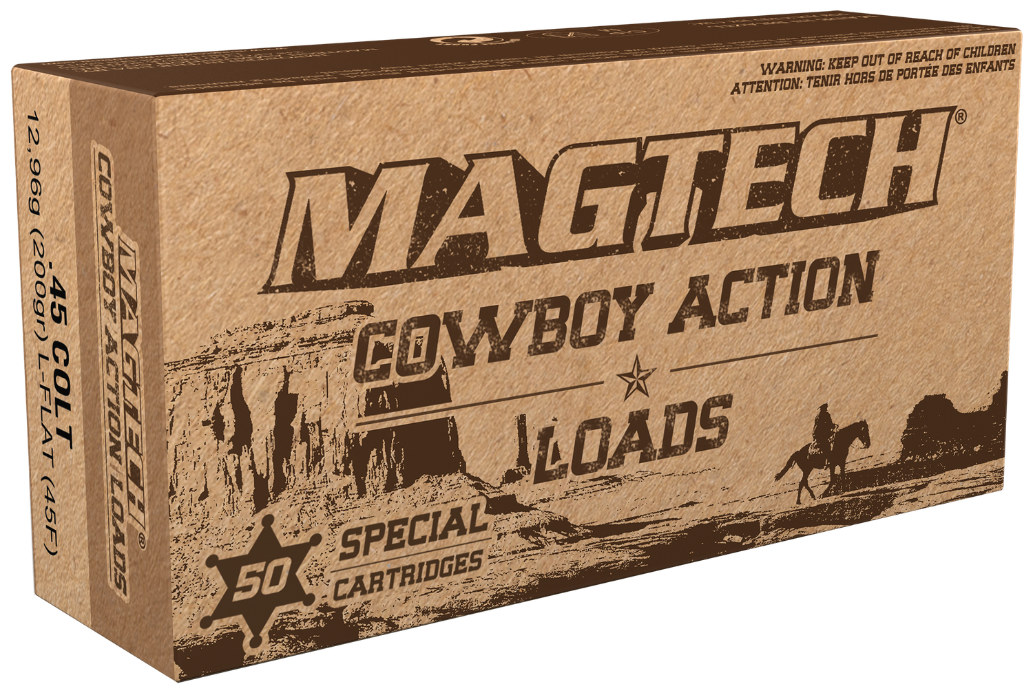 Magtech Sport Cowboy Action Cartridges 45F, 45 Long Colt, Lead Flat Nose (FN), 200 GR, 705 fps, 50 Rd/bx
