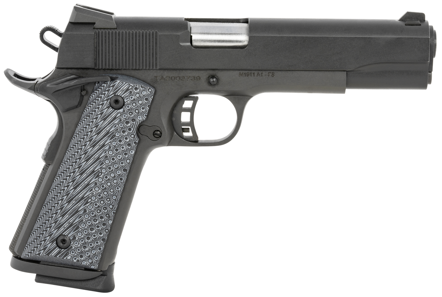 Taylors 1911 Tactical Pistol 230058, 9mm Luger, 5in, Black/Gray G10 Grips, Black Parkerized Finish, 8 Rds