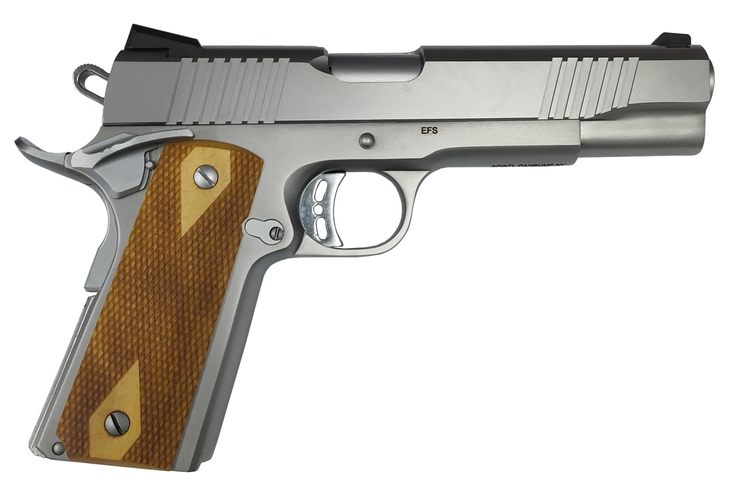 Rock Island Armory Rock Standard FS Pistol 56865, 10mm Auto, 5in, Wood Double Checkered Grips, Matte Stainless Finish, 8 Rds
