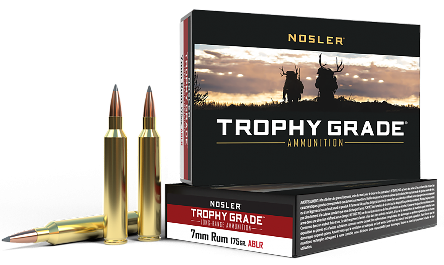 Nosler Long Range Rifle Ammunition 60120, 7mm Remington Ultra Magnum, AccuBond, 175 GR, 3040 fps, 20 Rd/Bx