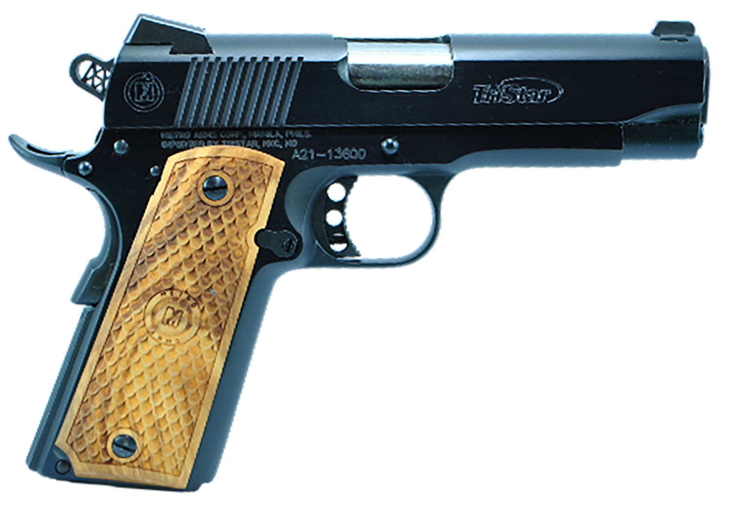 Tri-Star American Classic Commander 1911 Pistol 85620, 45 ACP, 4.25in, Wood Grips, Blued Finish, 8 Rds