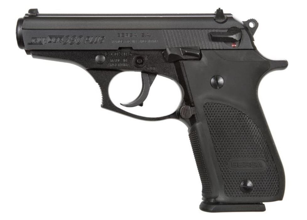 Bersa Thunder Plus Pistol THUN380PM15, 380 ACP, 3.50in, Black Rubber, Matte Black Finish, 15 Rds