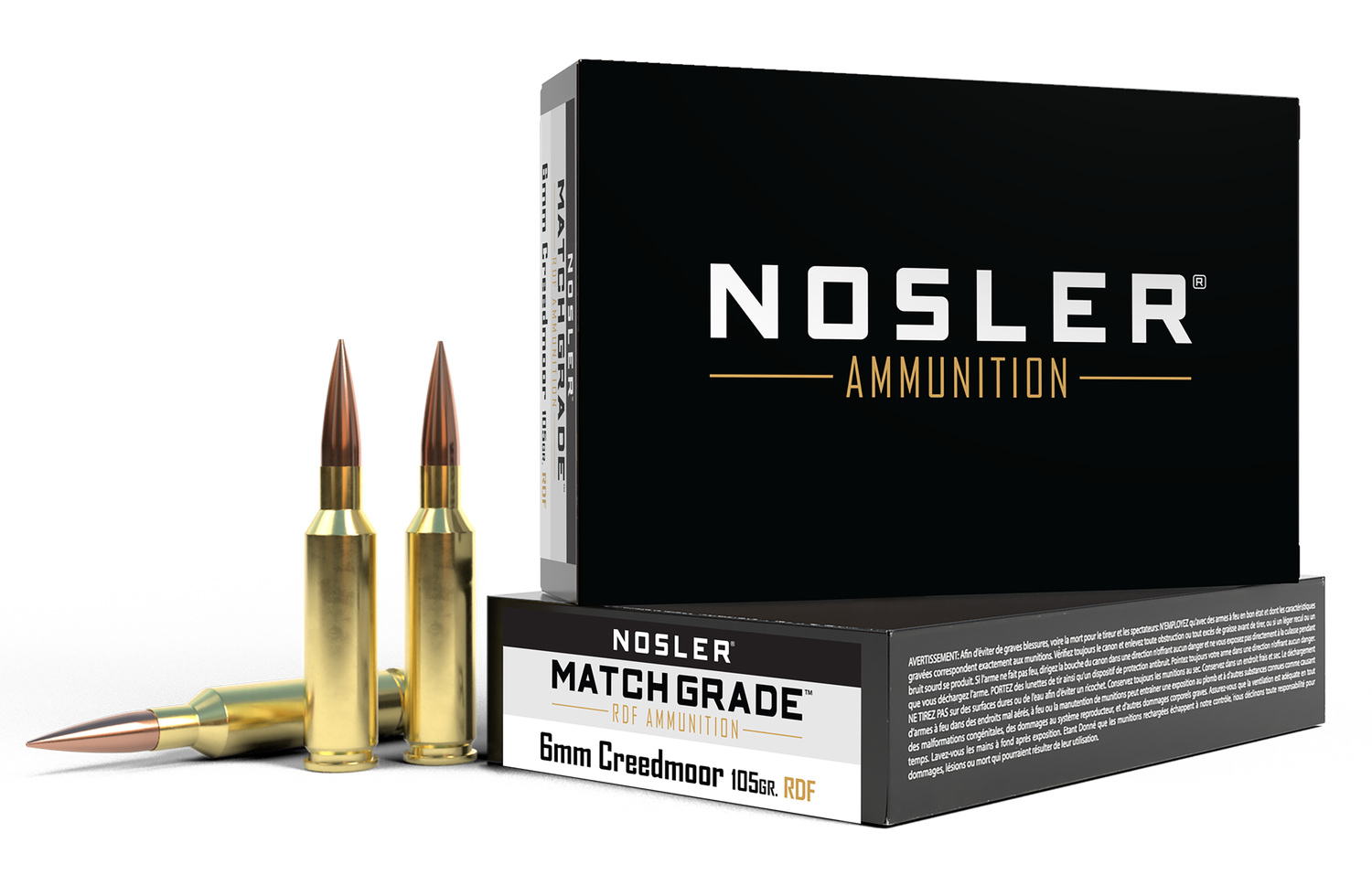 Nosler Rifle Ammunition 60135, 6mm Creedmoor, Hollow Point Boat Tail, 105 gr, 3050 fps, 20 Rd/Bx