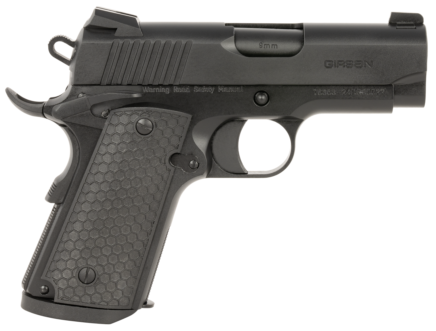EAA MC1911 SC Untouchable Pistol 392065, 9mm Luger, 3.40in, Black Polymer Grips, Black Finish, 7 Rds