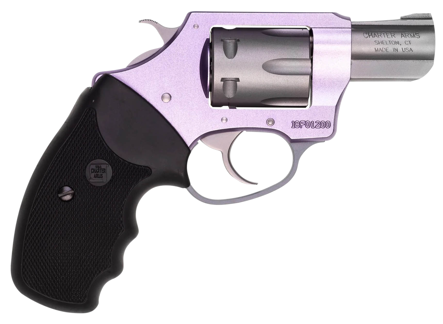 Charter Pathfinder Lavender Lady Revolver 52240, 22 Long Rifle, 2", Black Rubber Grips, Lavender Stainless Finish, 6 Rds