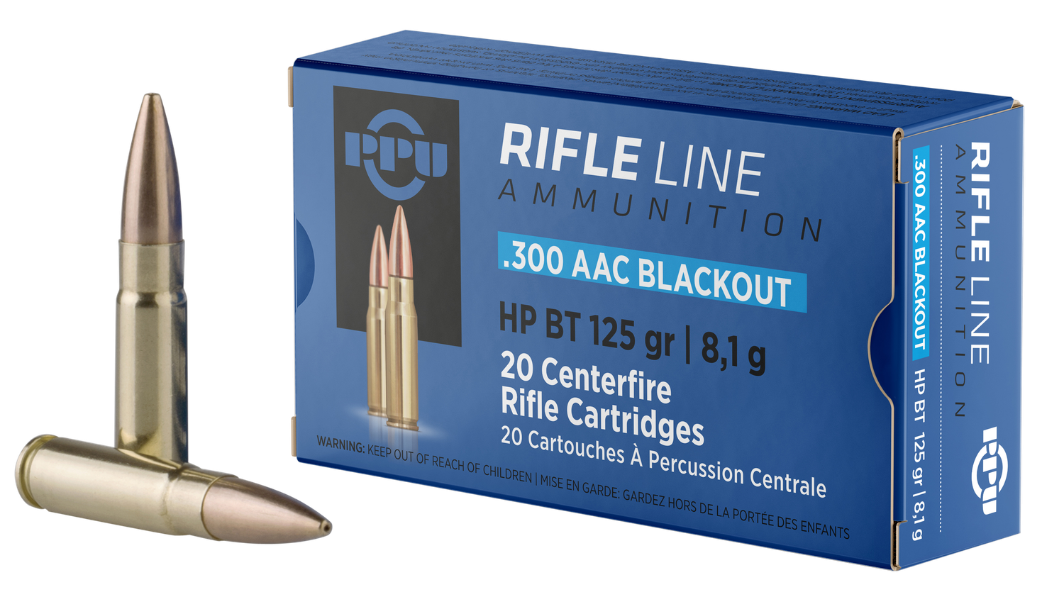 Prvi Partizan Rifle Ammunition PP300BH, 300 Blackout, Hollow Point Boat Tail, 125 gr, 2198 fps, 20 Rd/Bx