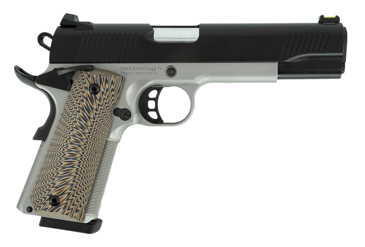 Tisas 1911 D10 FO Pistol 10100803, 10mm, 5in, Tan/black G10, Stainless Steel Finish, 8 Rds