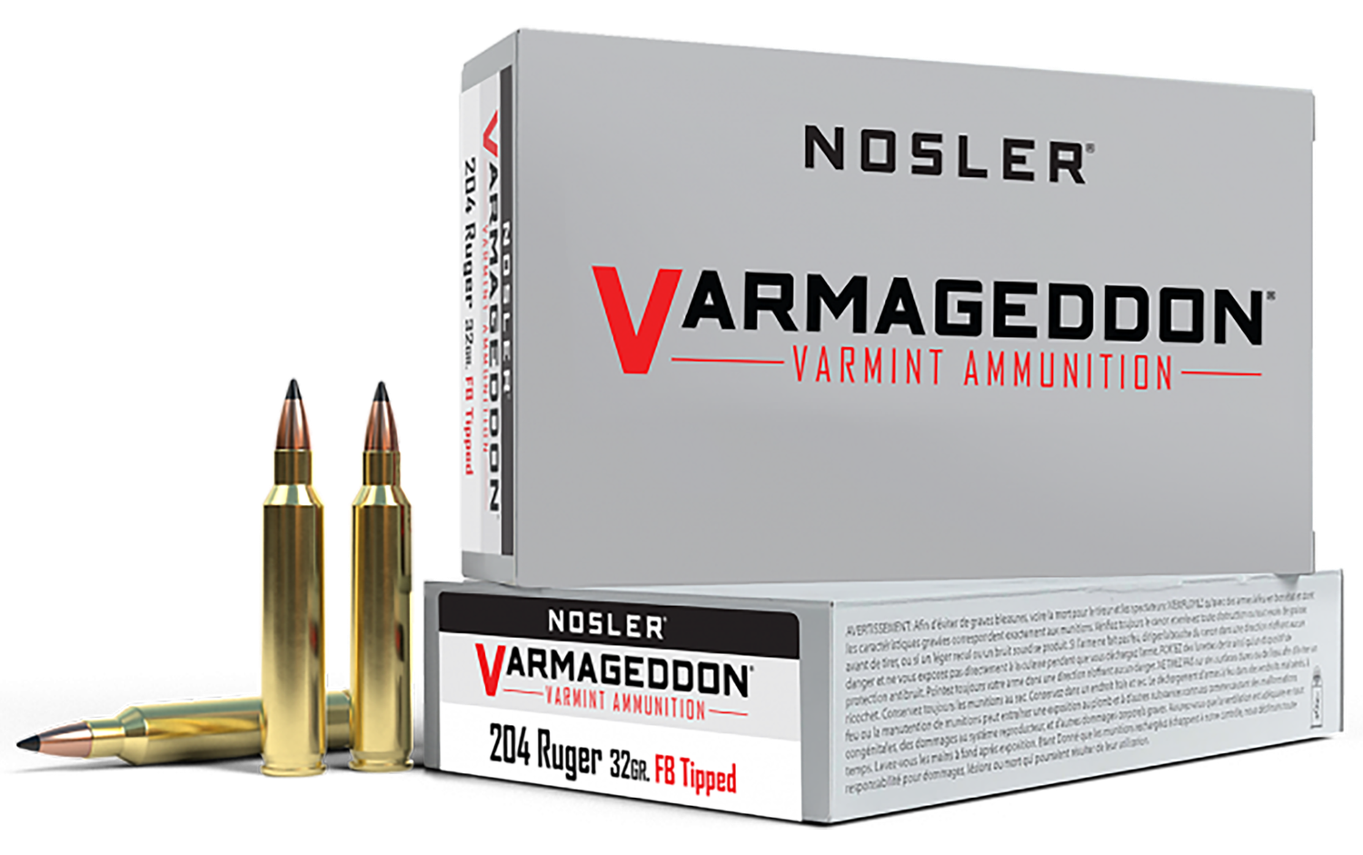 Nosler Varmageddon Rifle Ammunition 65115, 204 Ruger, Flat Base Tipped, 32 GR, 4000 fps, 20 Rd/bx