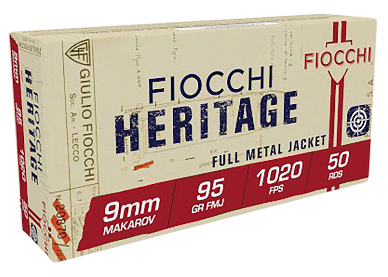 Fiocchi Shooting Dynamics Specialty Pistol Ammunition 9MAK, 9x18mm (9mm Makarov), Metal Case (MC), 95 GR, 1020 fps, 50 Rd/bx