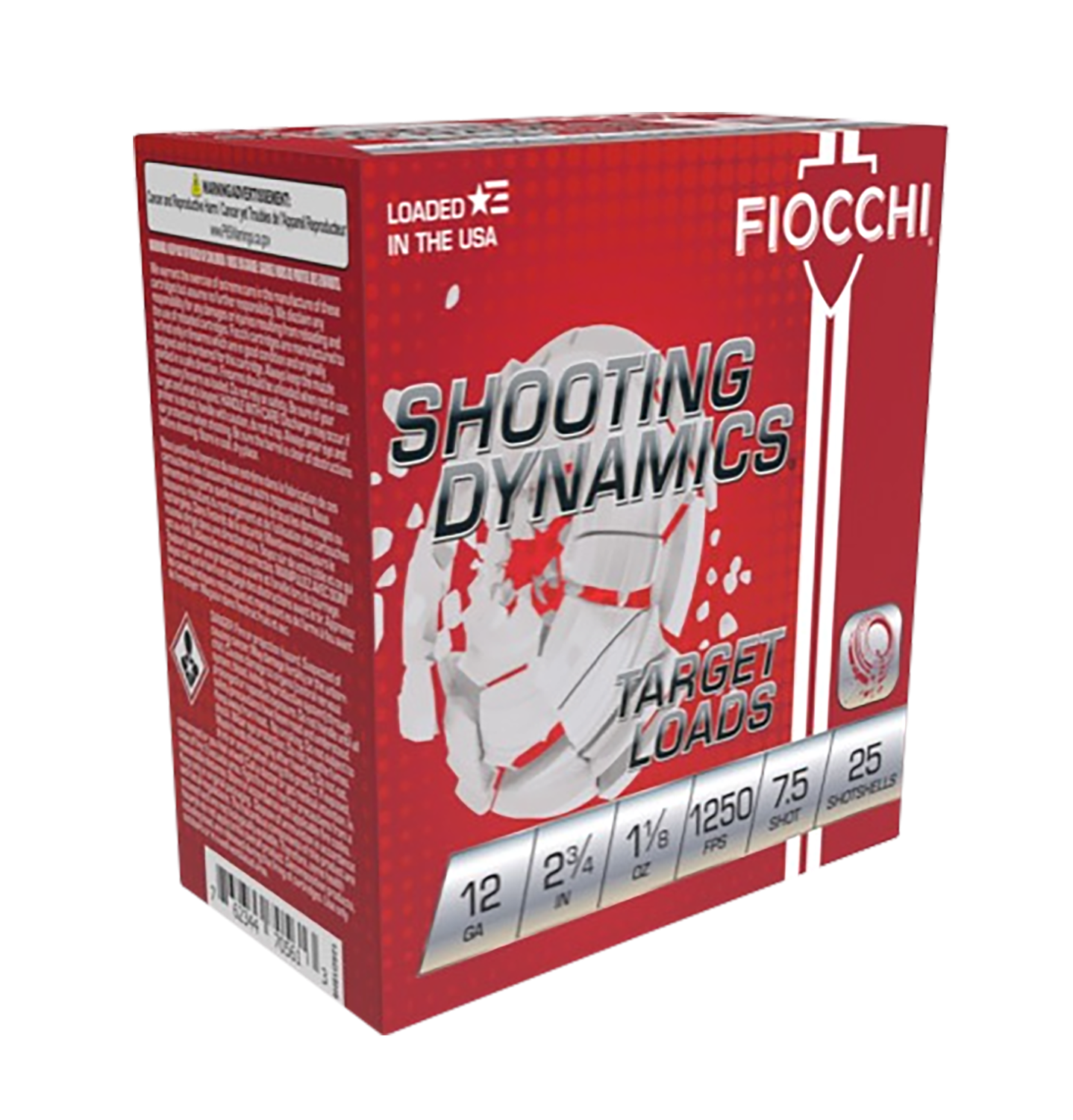 Fiocchi Shooting Dynamics Heavy Clay Target Loads 12SD18X7, 12 Gauge, 2-3/4", 1 1/8 oz, 1250 fps, #7.5 Lead Shot, 25 Rds/Bx