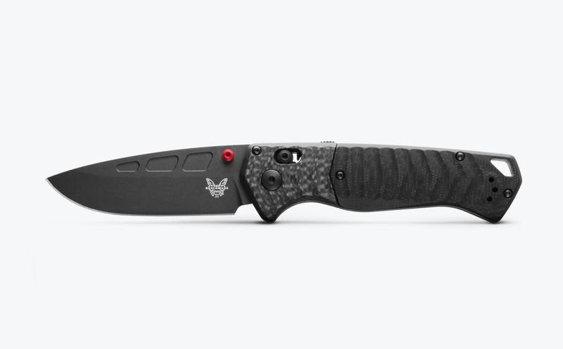 Benchmade P.S.K. Folding Knife w/Black Drop Point Blade, Black Carbon Fiber/G10 Handle (593BK-01)