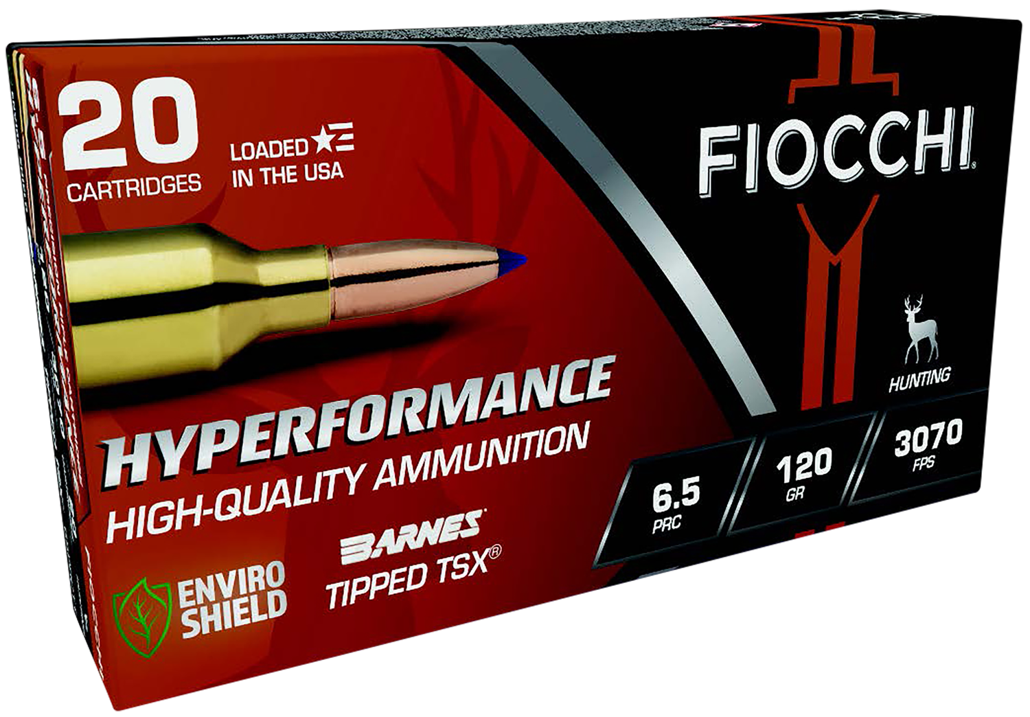 Fiocchi Hyperformance Rifle Ammunition 65PRCTT, 6.5 PRC, Barnes Tipped TSX, 120 gr, 3070 fps, 20 Rd/Bx