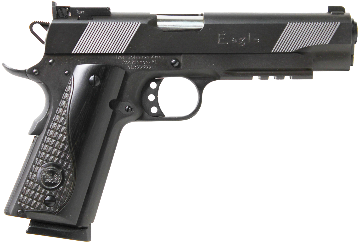 Iver Johnson 1911 A1 Eagle LR Pistol EAGLELR, 45 ACP, 5in, Black Dymondwood w/ Dual Texture, Matte Blued Finish, 8 Rds