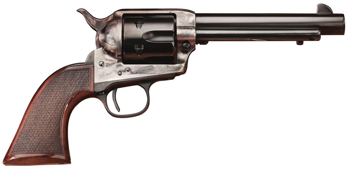 Taylors Smoke Wagon Deluxe Revolver 4109DE, 45 Colt, 4.75 in, Walnut Grip, Blue Steel Barrel/Brass Receiver, 6 Rd