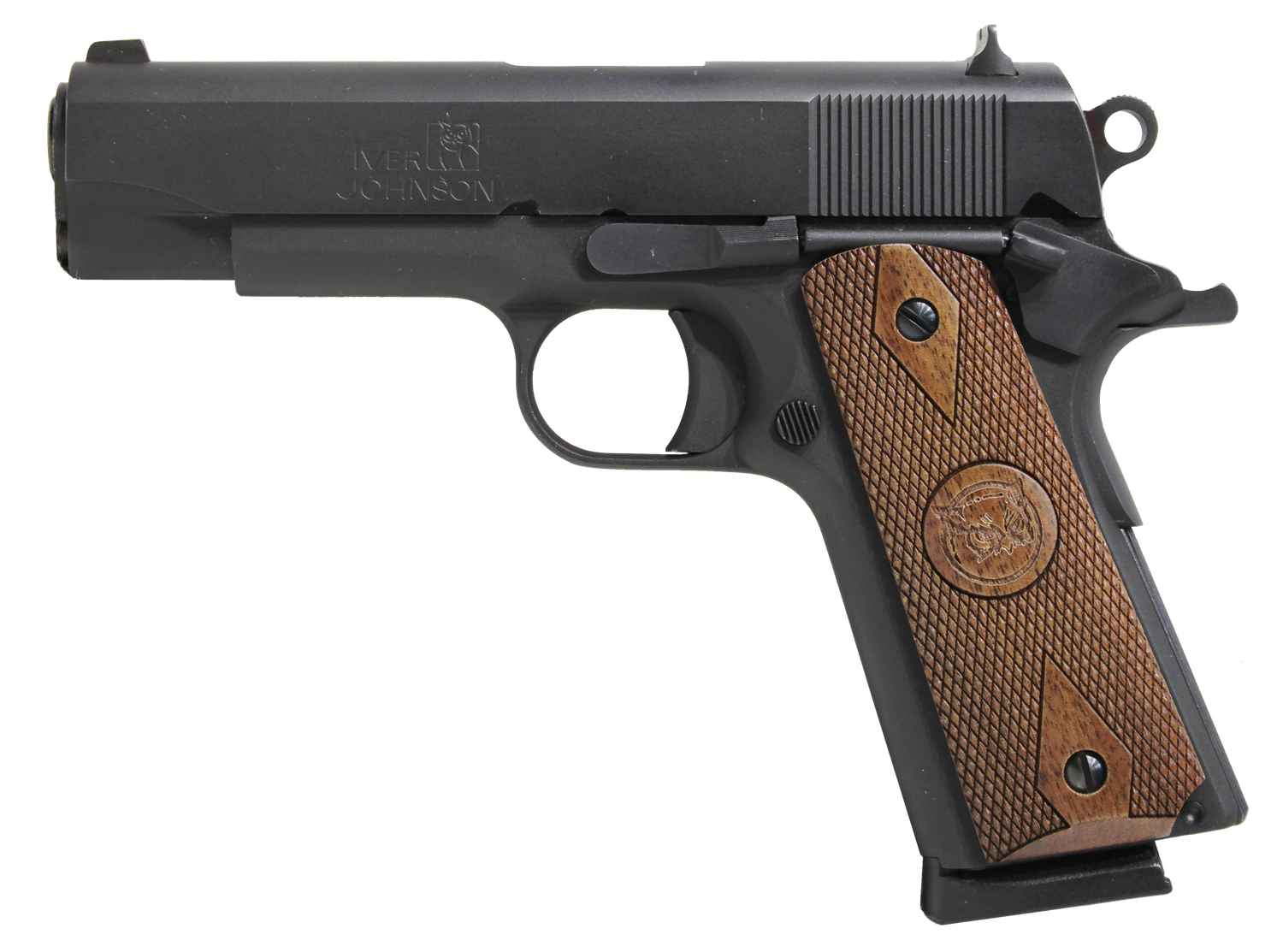 Iver Johnson 1911 Falcon Cammander 70 Series Pistol FALCON, 45 ACP, 4.25", Walnut Grips, Blued, 8 Rds