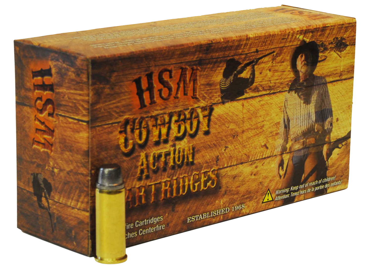 HSM Cowboy Action Pistol Ammunition 385N, 38 Special, Round Nose Flat Point, 158 GR, 840 fps, 50 Rd/Bx