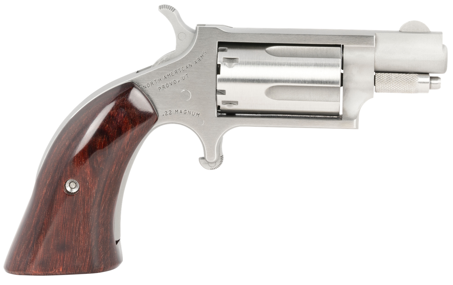 North American Mini-Revolver 22MSGBG, 22 Magnum (WMR), 1-1/8", Black Holster Boot Grip, Stainless Finish, 5 Rd