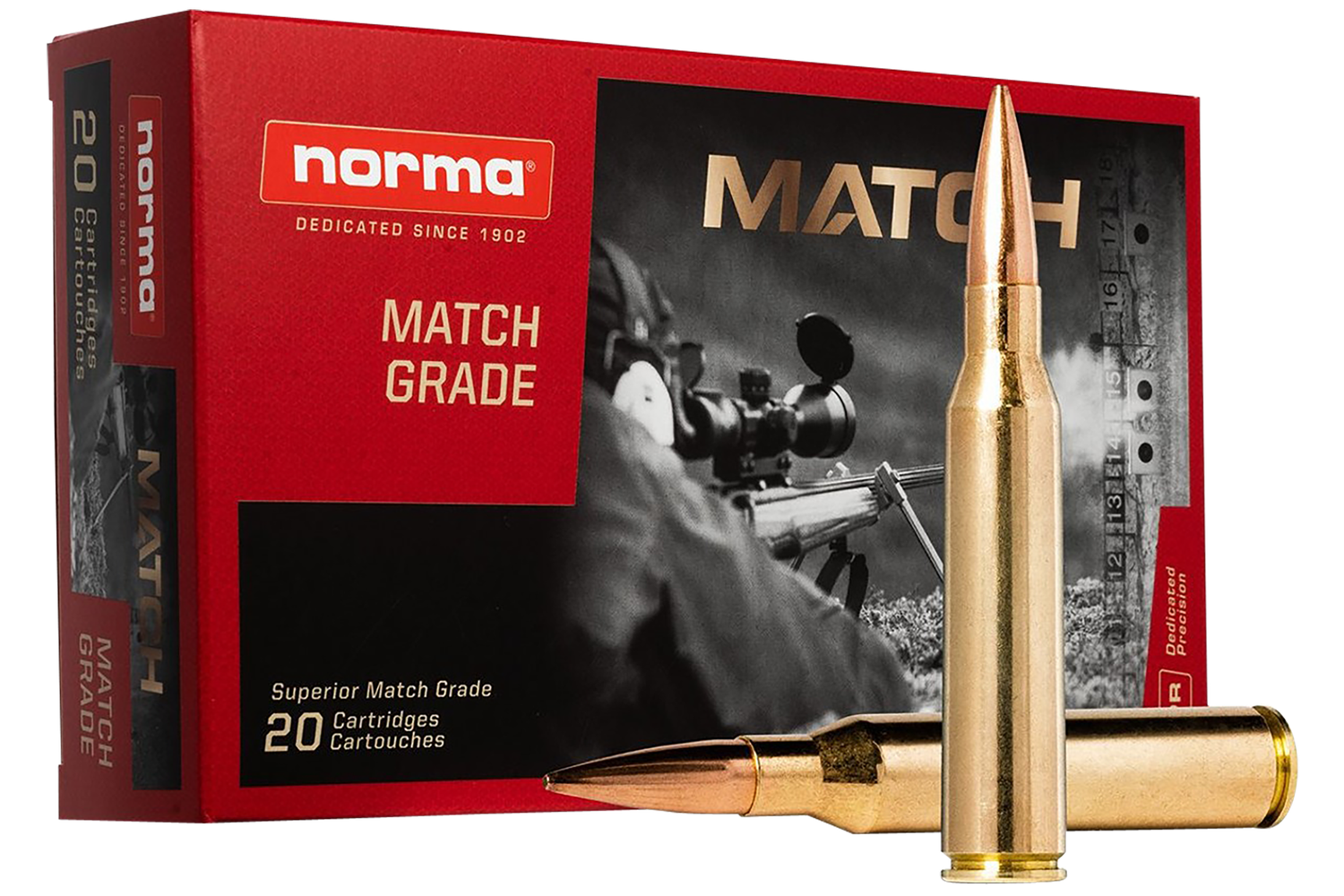 Norma Golden Target Match Rifle Ammunition 10185442, 338 Lapua Mag, Hollow Point Boat Tail, 250 gr, 4471 fps, 20 Rd/Bx