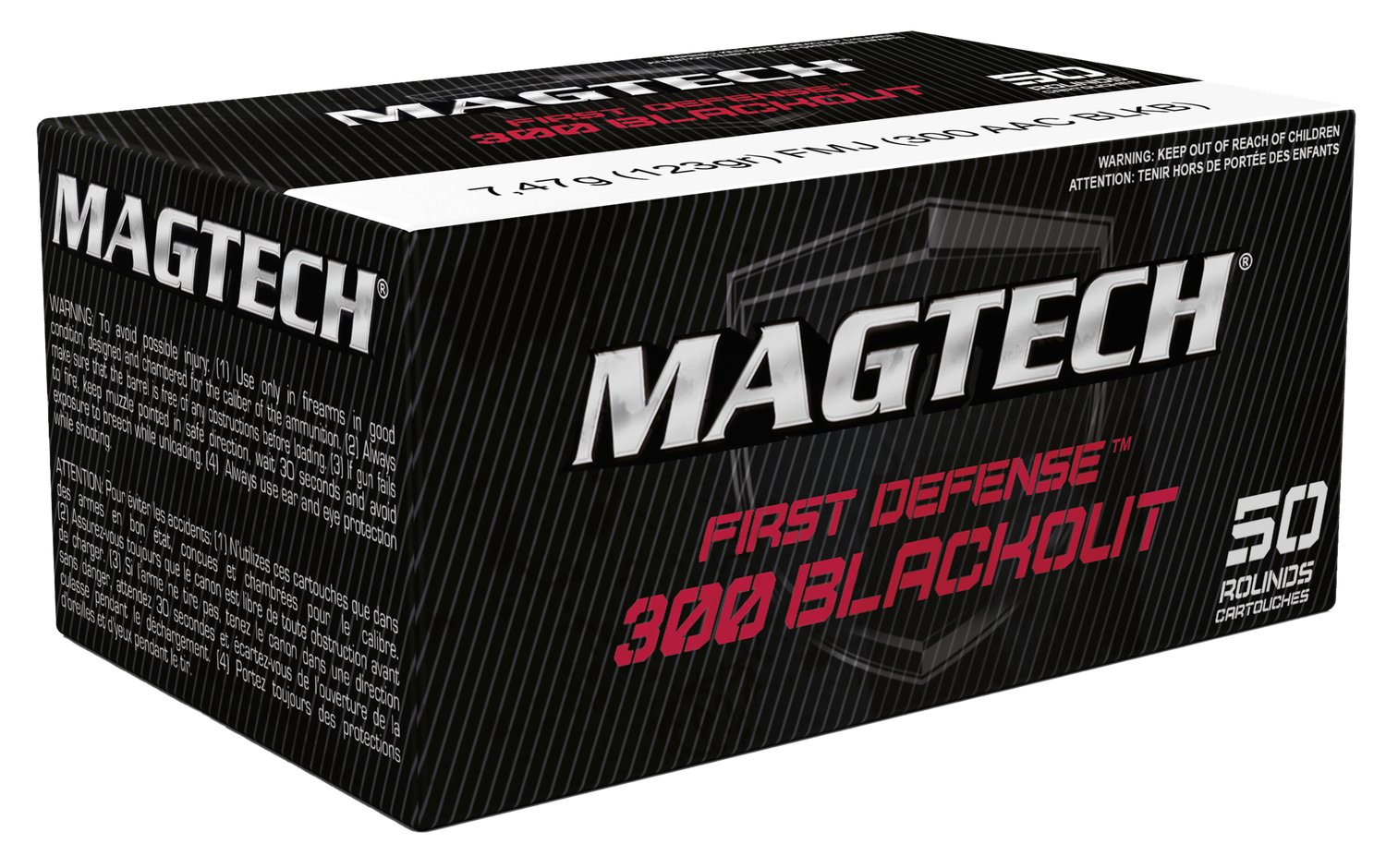 Magtech Tactical/Training Rifle Ammunition 300BLKB, 300 Blackout, FMJ, 123 gr, 2230 fps, 50 Rd/Bx