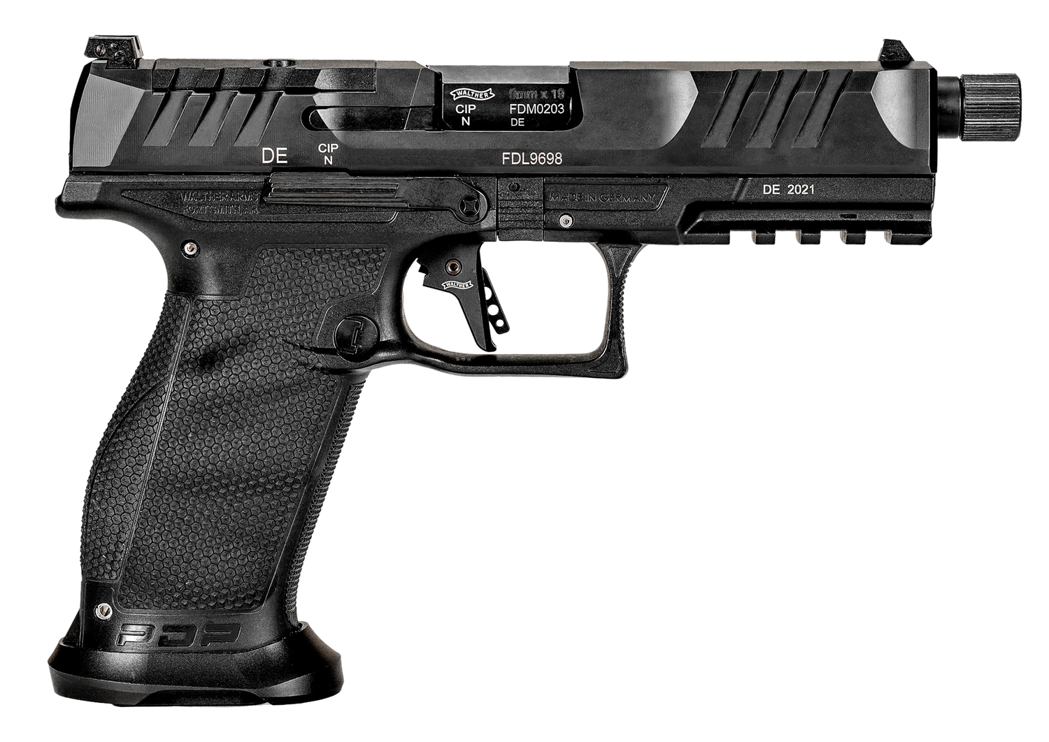 Walther PDP Pro SD Pistol 2842521, 9mm Luger, 5.10", OR, Duty Textured Polymer Grips, Black Finish, 18 Rds