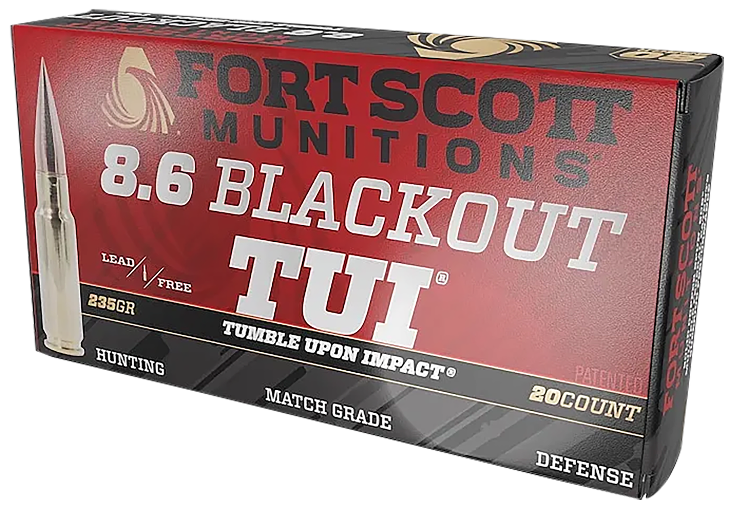 Fort Scott Munitions TUI Rifle Ammunition 86BLK235SCV1, 8.6 Blackout, 135 gr, 20 Rd/Bx
