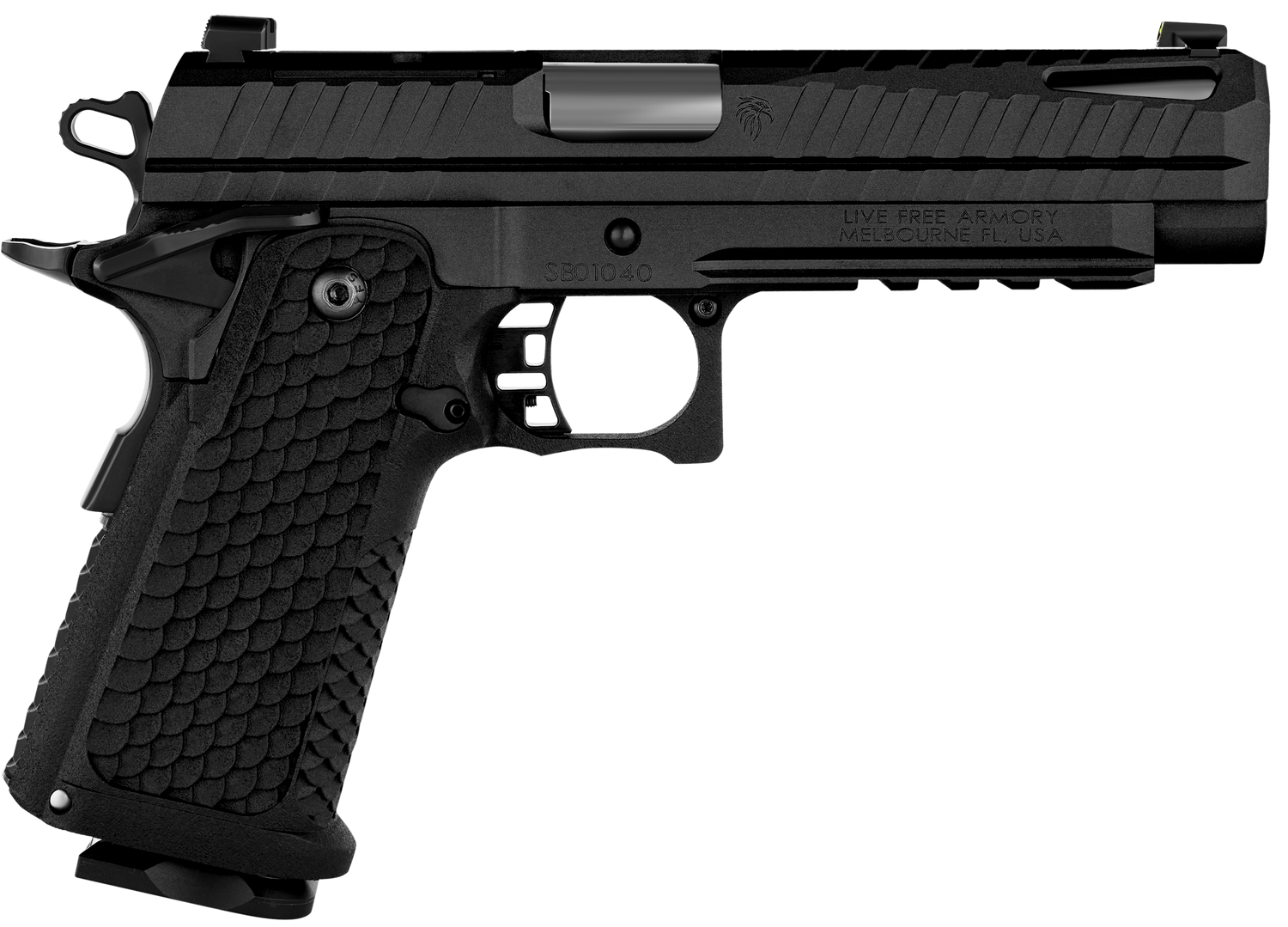 LIVE FREE ARMORY Apollo 11 Optic Ready Pistol LFAPF61205P, 9mm Luger, 4.90in, Aggressive Texture, Elite Black Cerakote Finish, 17 Rds