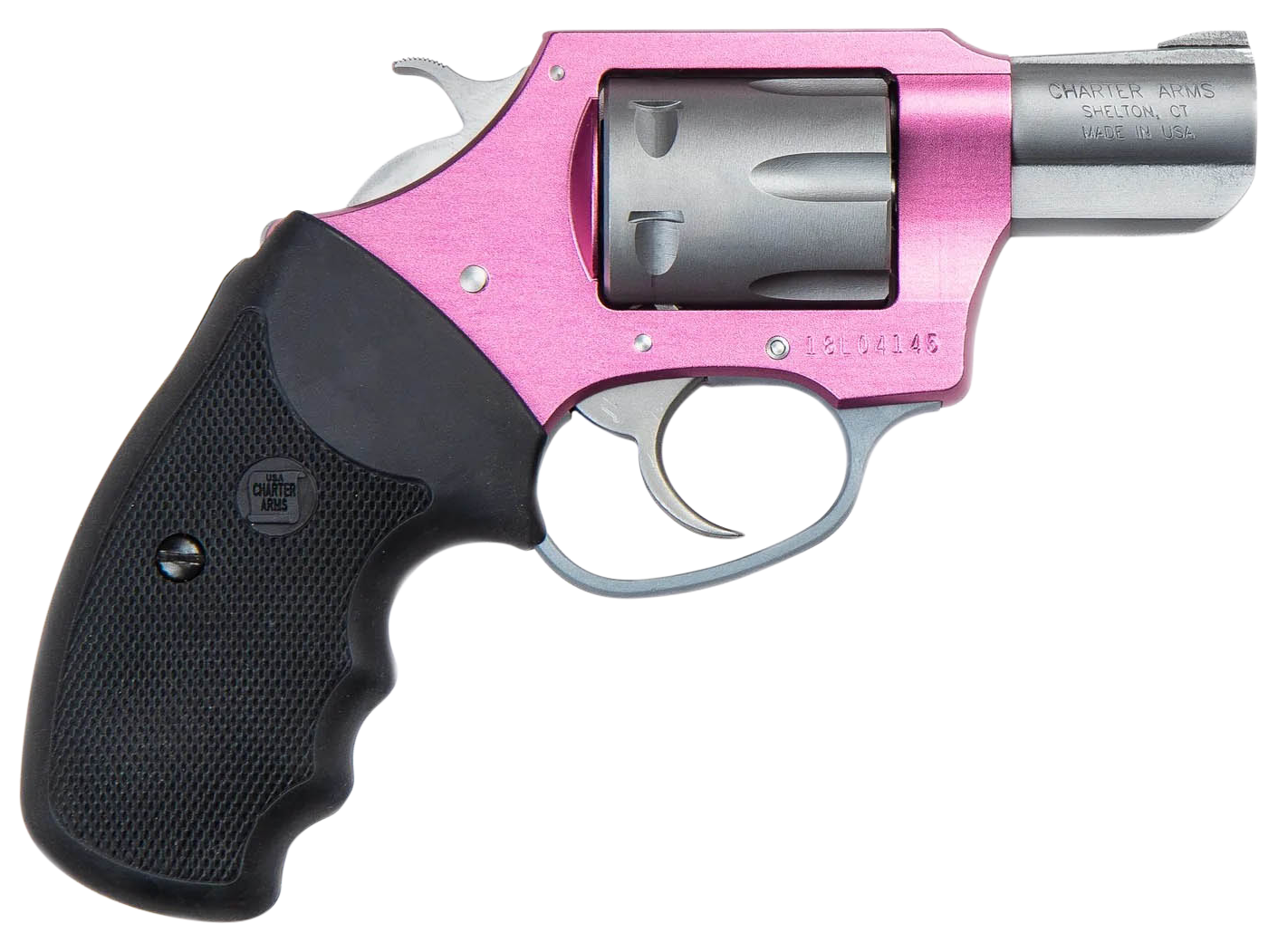 Charter Arms Pathfinder Single/Double Action Revolver 52230, 22 Long Rifle, 2", Black Rubber Grips, Pink Finish, 6 Rds