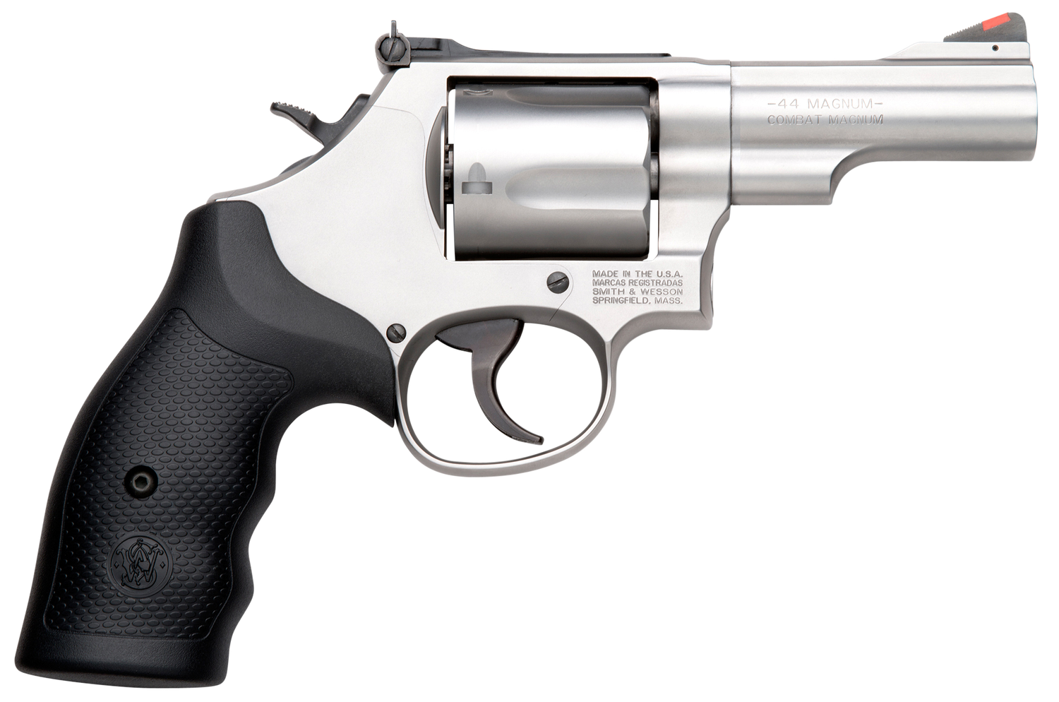 Smith & Wesson 69 L-Frame Revolver 10064, 44 Remington Magnum, 2.75", Black Synthetic Grips, Stainless Steel Finish, 5 Rds