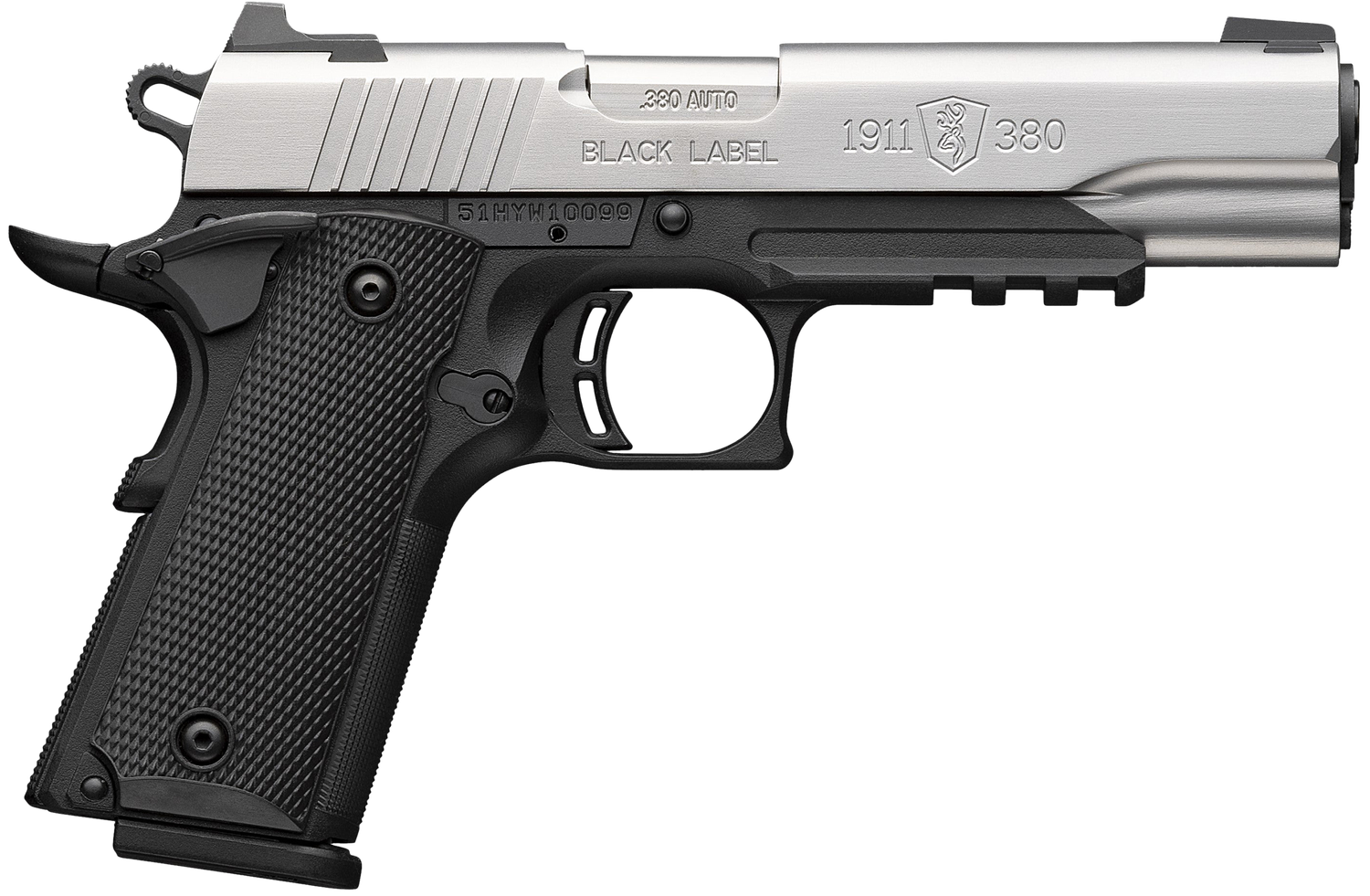 Browning 1911-380 Pistol 051120492, 380 ACP, 4.25in, Black Polymer Grips, Matte Black Finish, 8 Rds