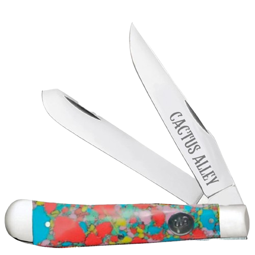 Whiskey Bent Knives Cactus Alley Trapper Knife w/Clip Point & Spey Blade, Dusty Trails Fiesta Handle (CA11-57)