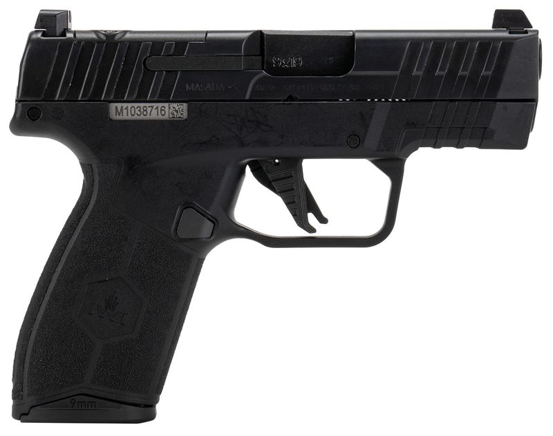 IWI MASADA Slim Elite Optic Ready Pistol M9SLIM13E, 9mm Luger, 3.10in, Black Textured Grips, Black Finish, 13 Rds