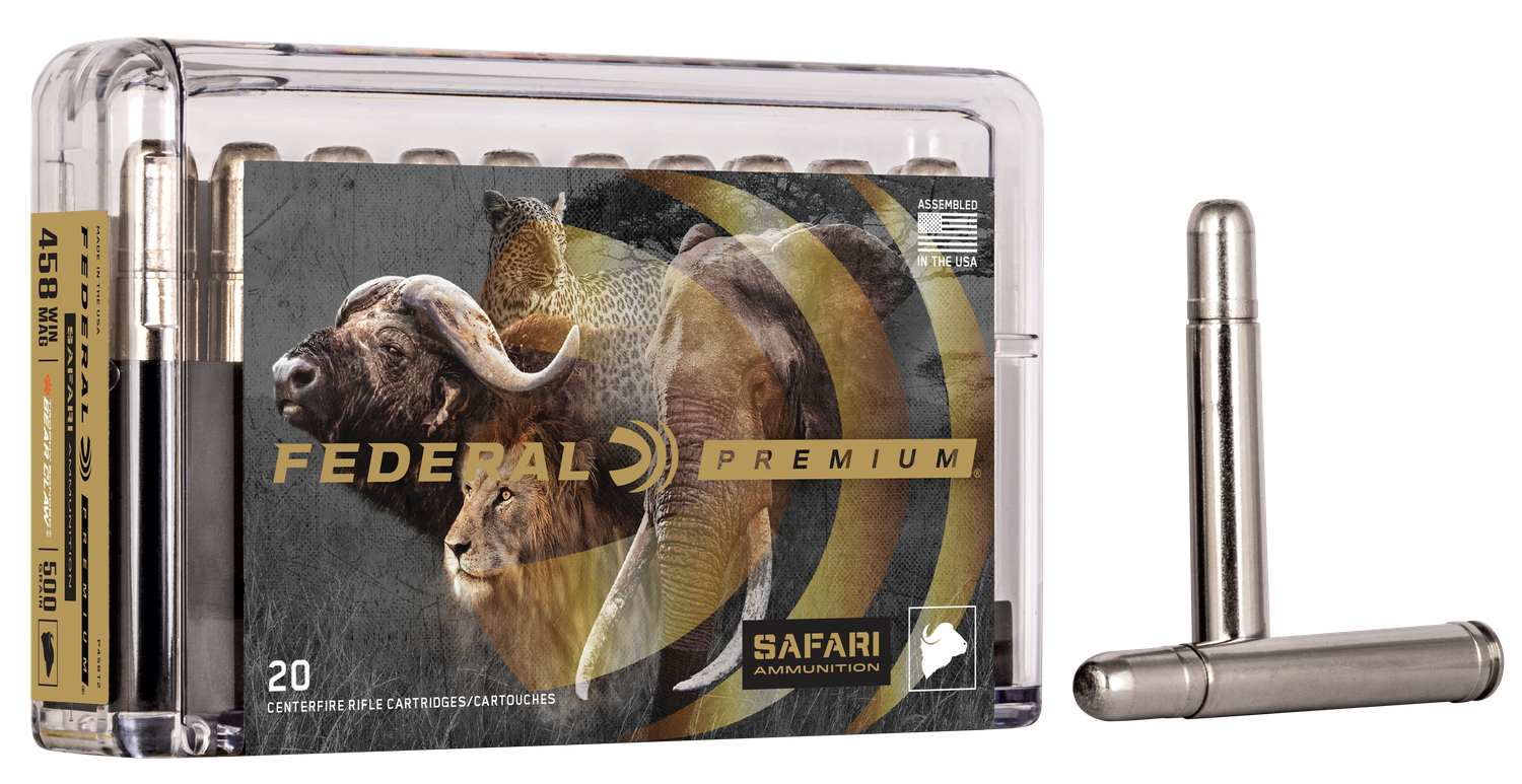 Federal Premium Cape-Shok Rifle Ammunition P458T2, 458 Winchester Mag, Trophy Bonded Bear Claw, 500 GR, 2090 fps, 20 Rd/bx