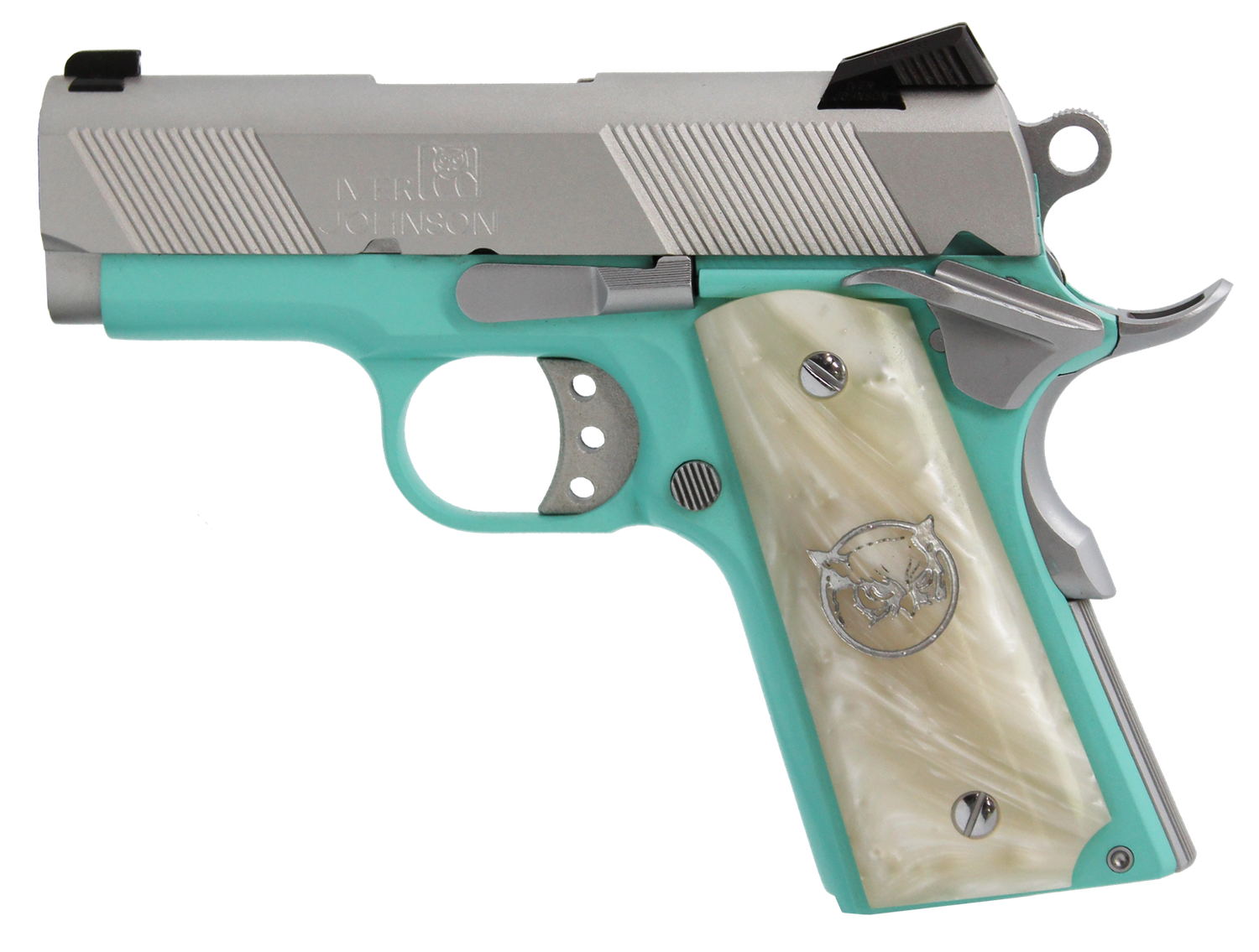 Iver Johnson 1911 Thrasher Officer 70 Series Pistol THRASHERTB9, 9mm Luger, 3.13", Tiffany Blue, 8 Rds