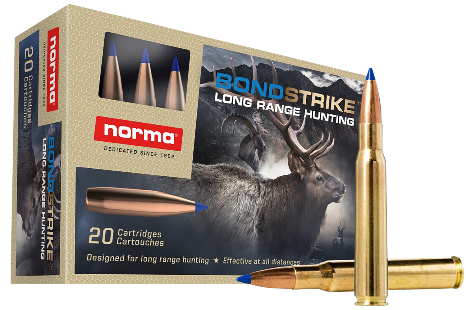Norma Bondstrike Extreme Rifle Ammunition 20176422, 30-06 Springfield, Bonded Polymer Tip, 180 gr, 20 Rd/Bx