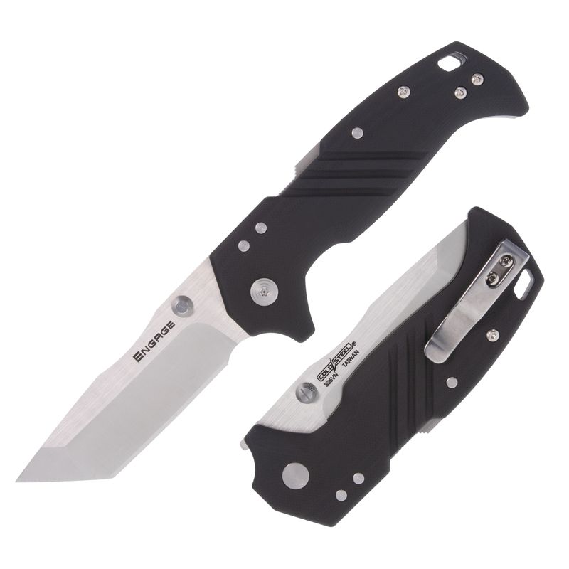 Cold Steel Engage Tanto 3.5" Folding Knive, Tanto, Plain Edge (FL-35DPLT)