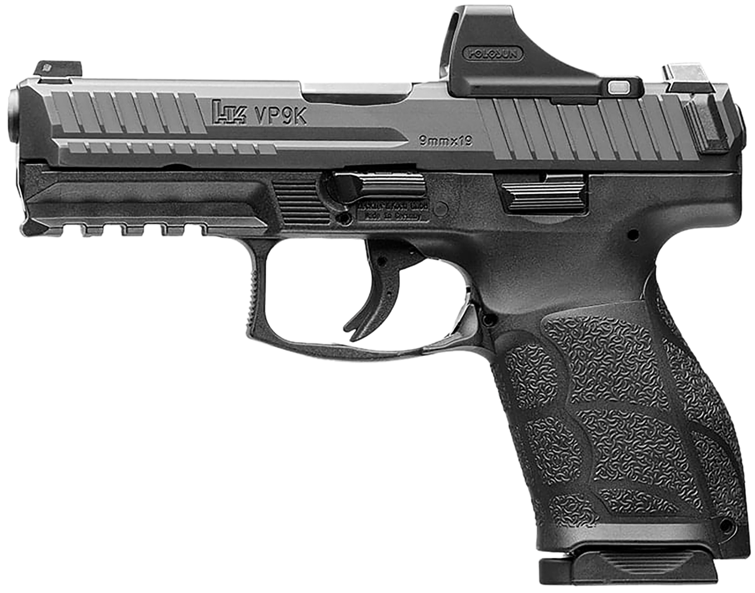 Heckler & Koch VP9A1 K, Compact Pistol 81001120, 9mm, 4.09", Polymer Grip, Black Finish, Holosun SCS Green Dot, 15+1,