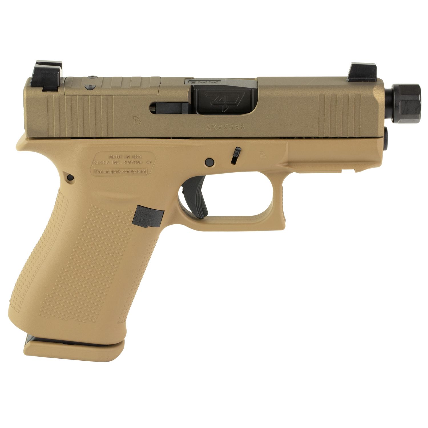 Glock G43X MOS Pistol UX4350204FRN, 9mm Luger, 3.92in Threaded Barrel, Textured Polymer, FDE Cerakote Finish, 10 Rds