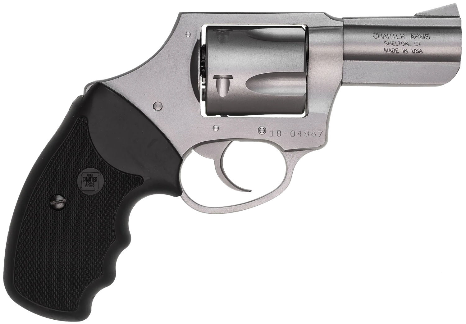 Charter Arms Bulldog Revolver 74421, 44 Special, 2 1/2", Rubber Grip, Stainless Finish, 5 Rd, Double Action Only