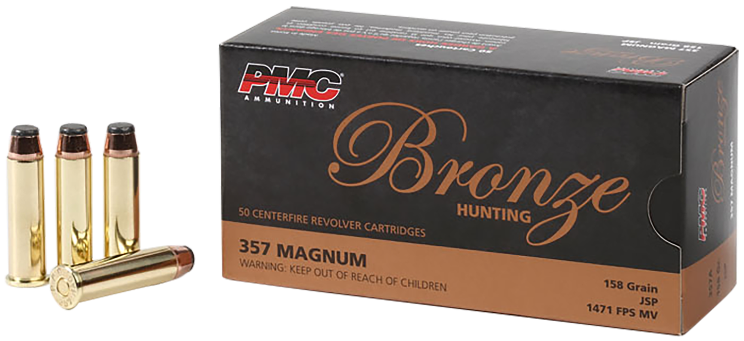 PMC Bronze Line Pistol Ammunition 357A, 357 Magnum, Jacketed Soft Point (SP), 158 GR, 1471 fps, 50 Rd/bx