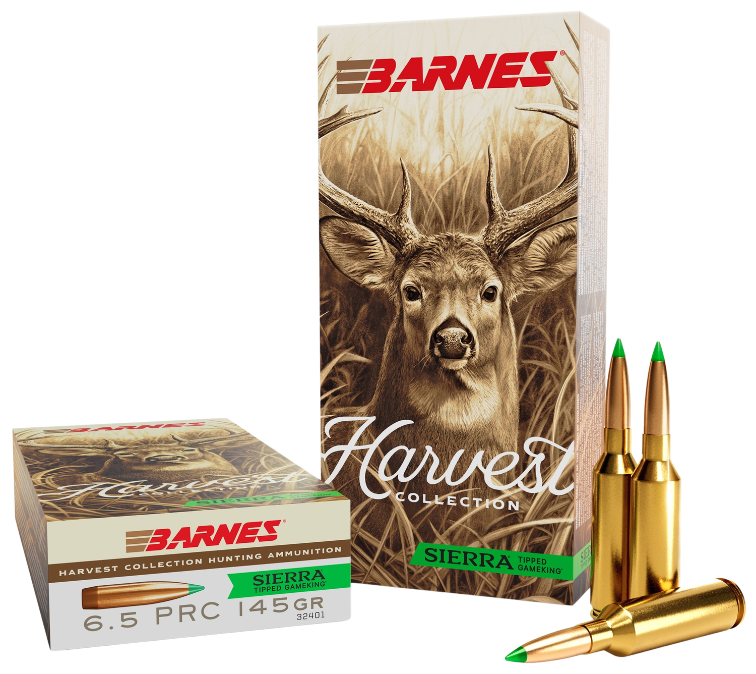 Barnes Harvest Rifle Ammunition 32401, 6.5PRC, Sierra Tipped GameKing, 145 gr, 20 Rd/Bx
