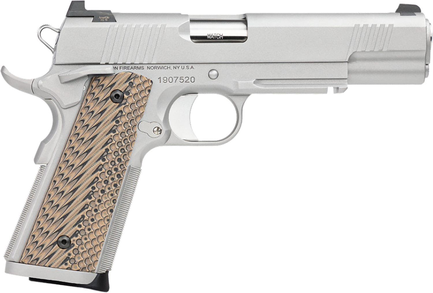 CZ-USA Dan Wesson Specialist Pistol 01802, 45 ACP, 5 in, Black/Brown G10 Grip, Stainless Finish, 8 Rd