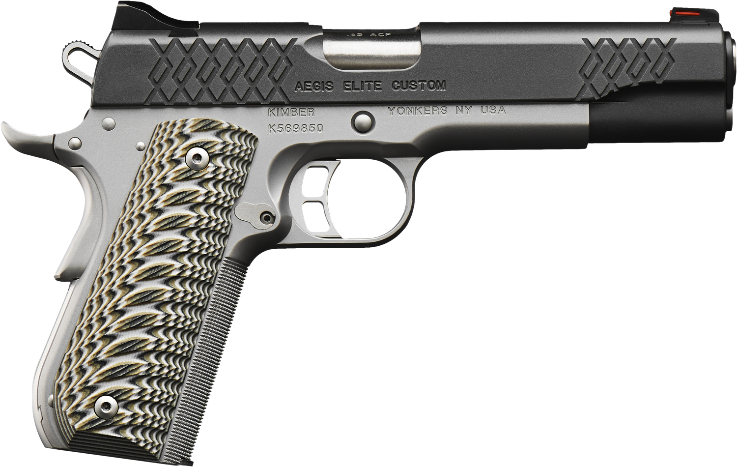 Kimber 3000350 Aegis Elite Custom Pistol - 9mm, 5 in Barrel, Stainless Steel Frame, KimPro II Slide, 9 Rd