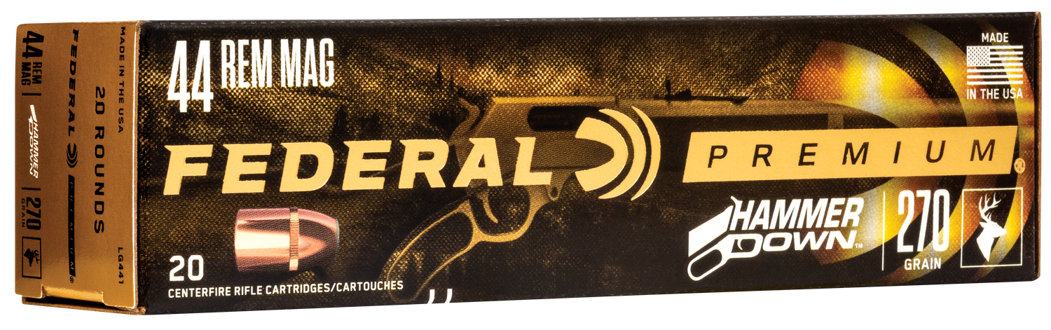 Federal Cartridge Pistol Ammunition LG441, 44 Rem Mag, 270 gr, 1715 fps, 20 Rd/Bx