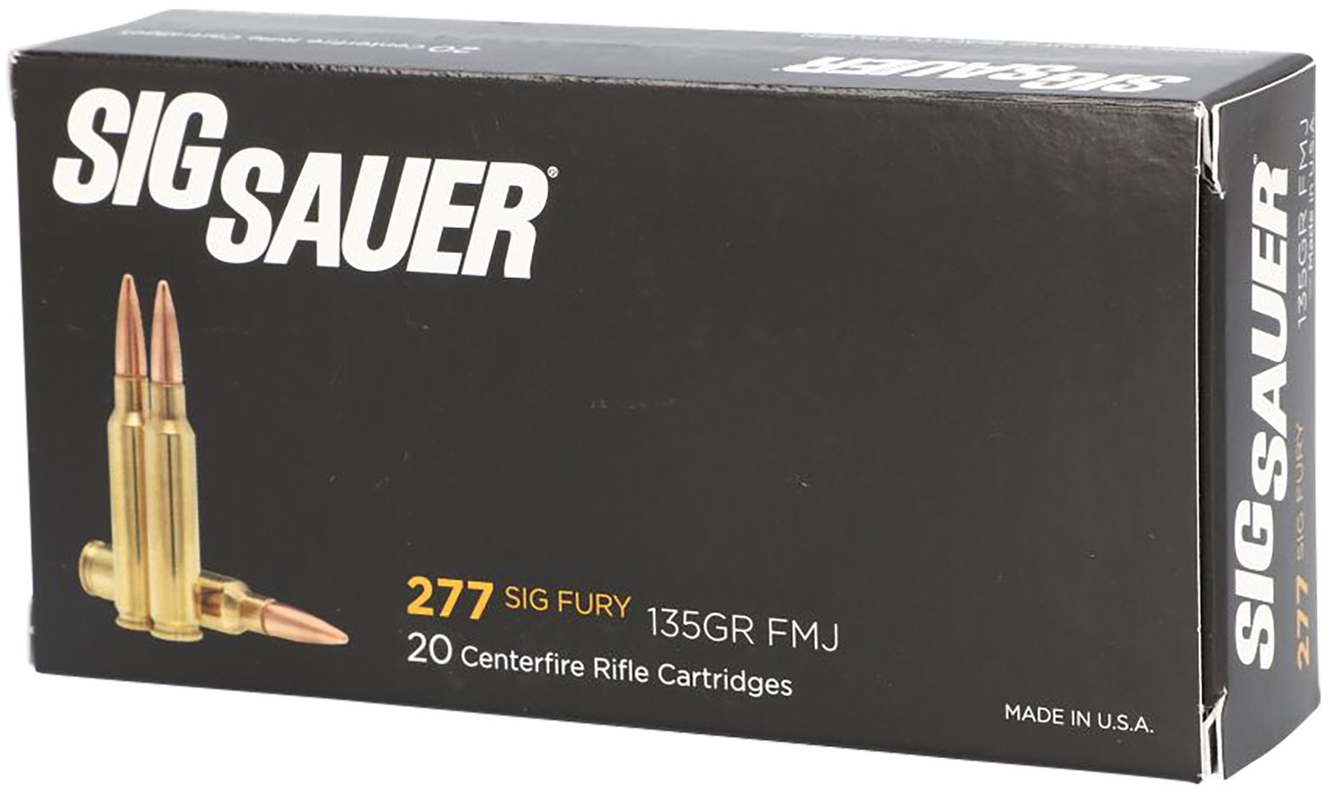 Sig Sauer Elite Ball Rifle Ammunition E277SFB135-20, 277 Sig Fury, FMJ, 2750 fps, 135 Grain, 20 Rds