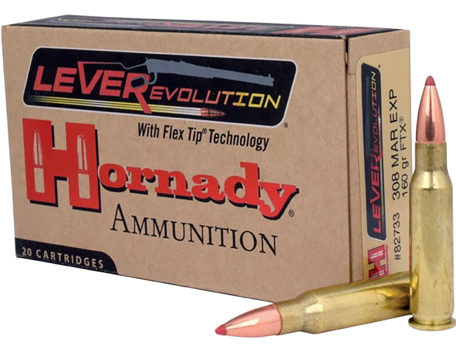 Hornady LeveRevolution Rifle Ammunition 82733, 308 Marlin Express, LeveRevolution, 160 GR, 2660 fps, 20 Rd/bx