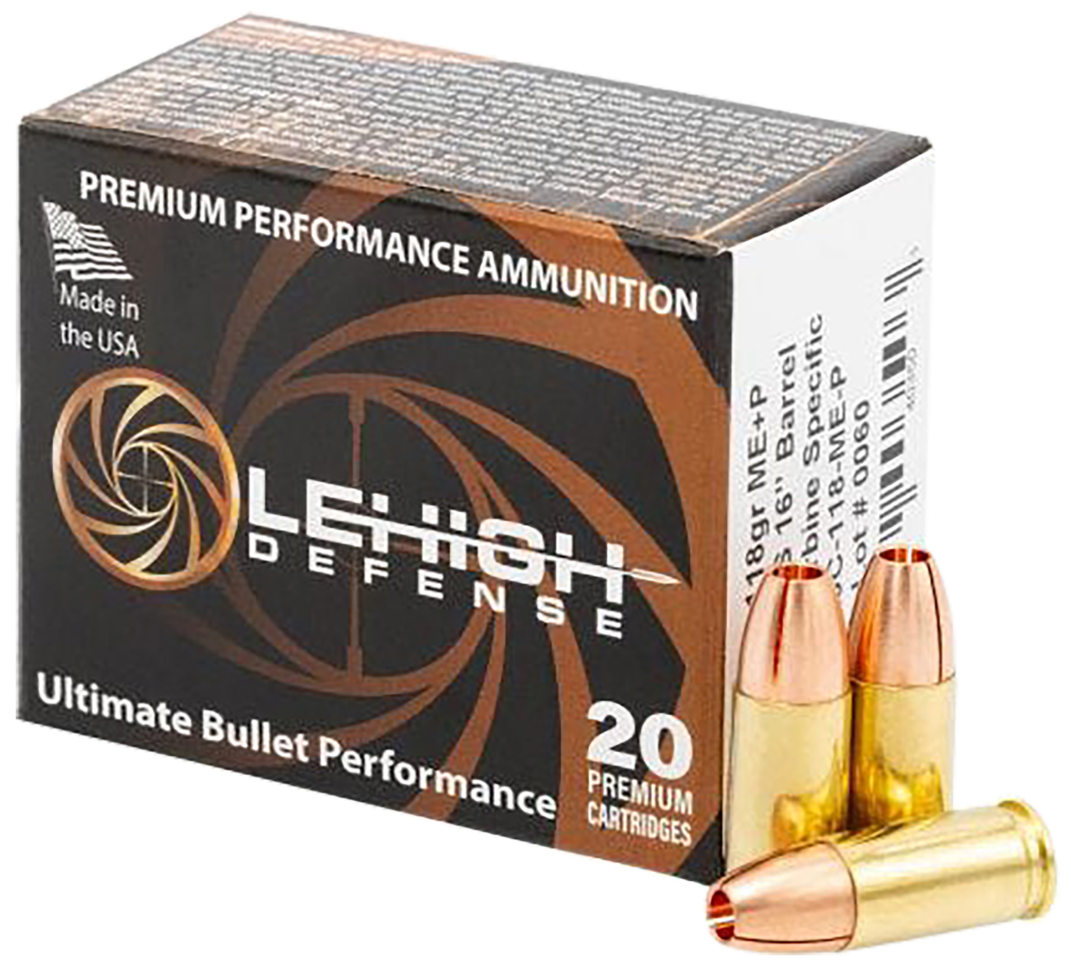 LeHigh Defense Max Expansion Pistol Ammunition LA9C118MEP, 9mm, 118 gr, 1240 fps, 20 Rd/Bx