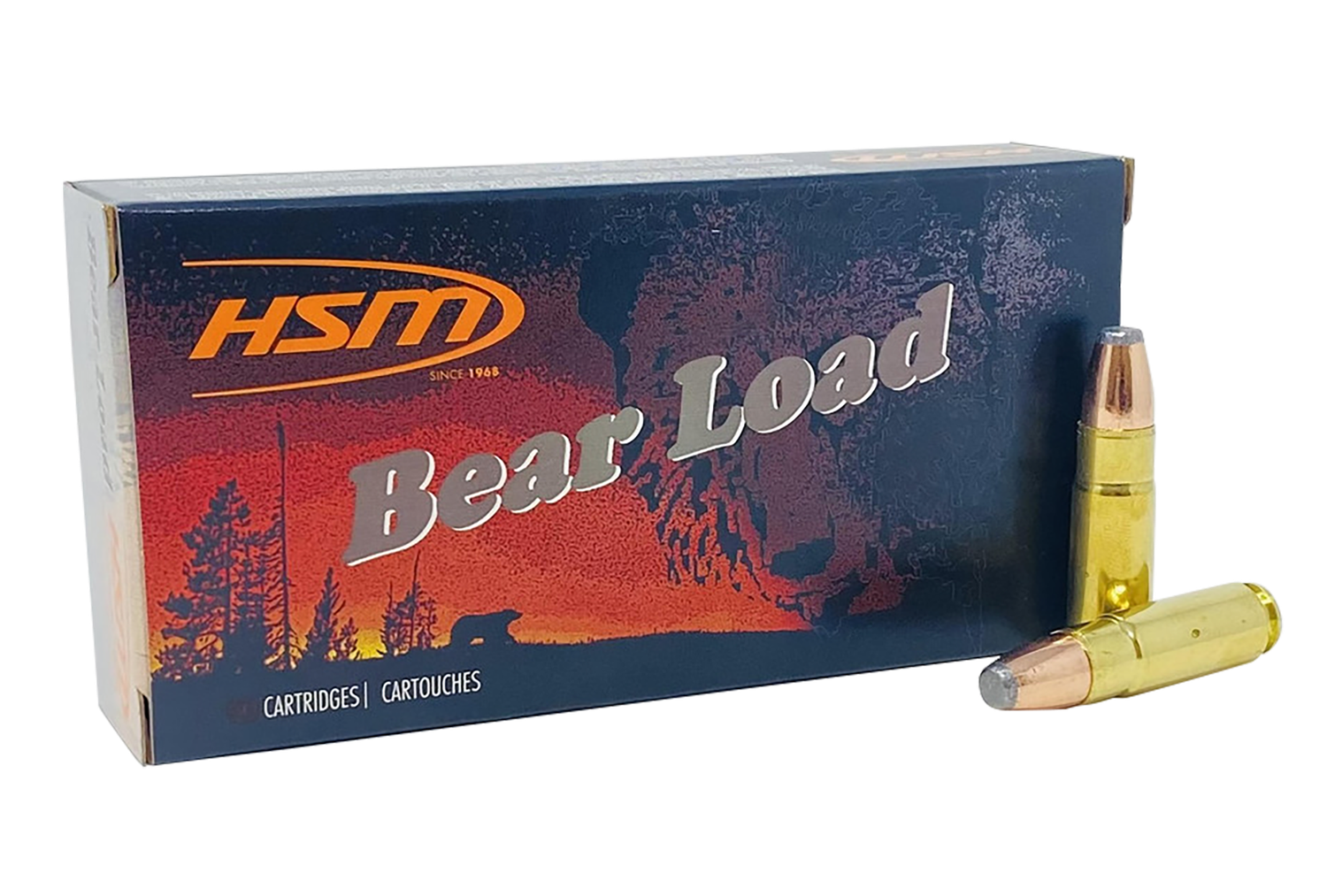 HSM Bear Load Rifle Ammunition 458SOCOM1N, 458 SOCOM, Jacketed Flat Point, 350 gr, 20 Rd/Bx