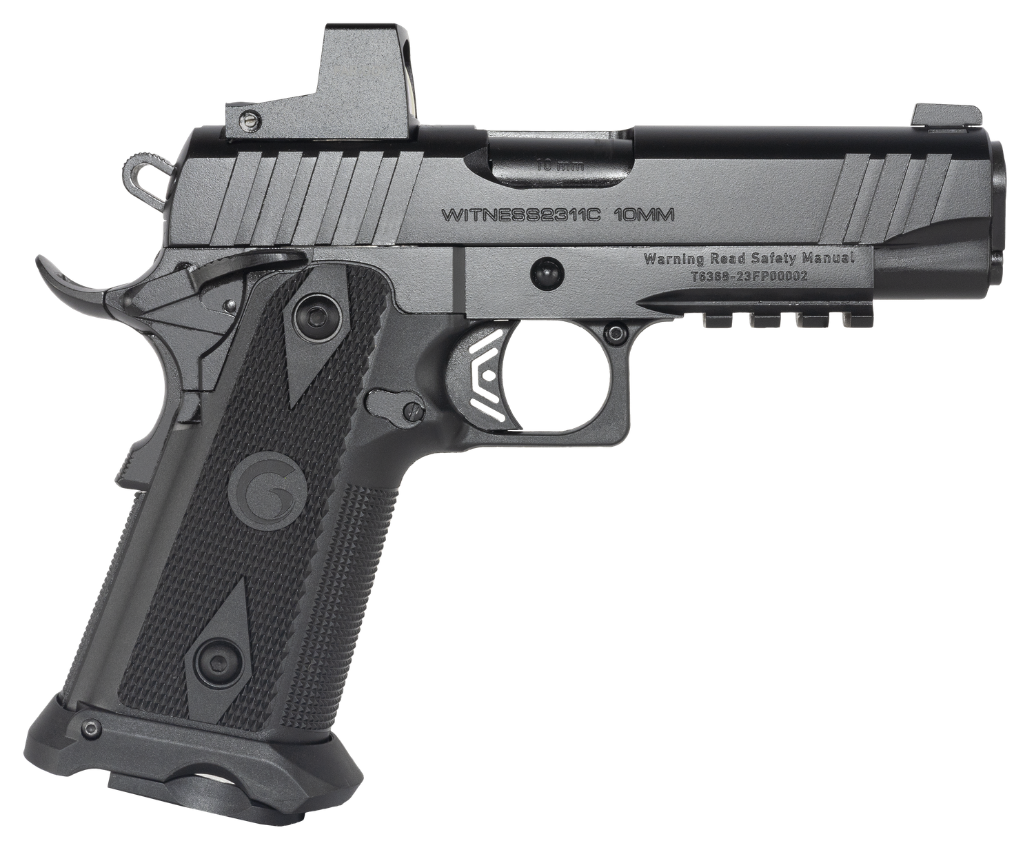 EAA Witness2311 Optic Ready Pistol 395000, 10mm Auto, 5in, Black Checkered Polymer Grips, Black Finish, 15 Rds