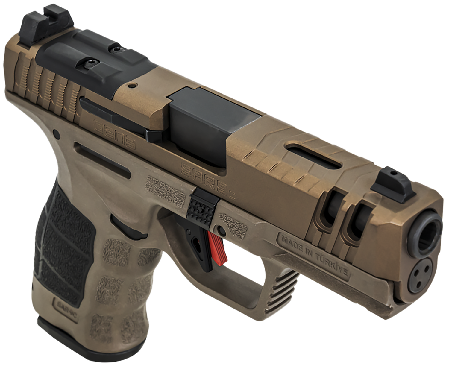 SAR USA SAR9 C Gen3 Pistol SAR9CG3BR, 9mm Luger, 4in, Black Interchangeable Backstrap Grips, Bronze Finish, 15 Rds
